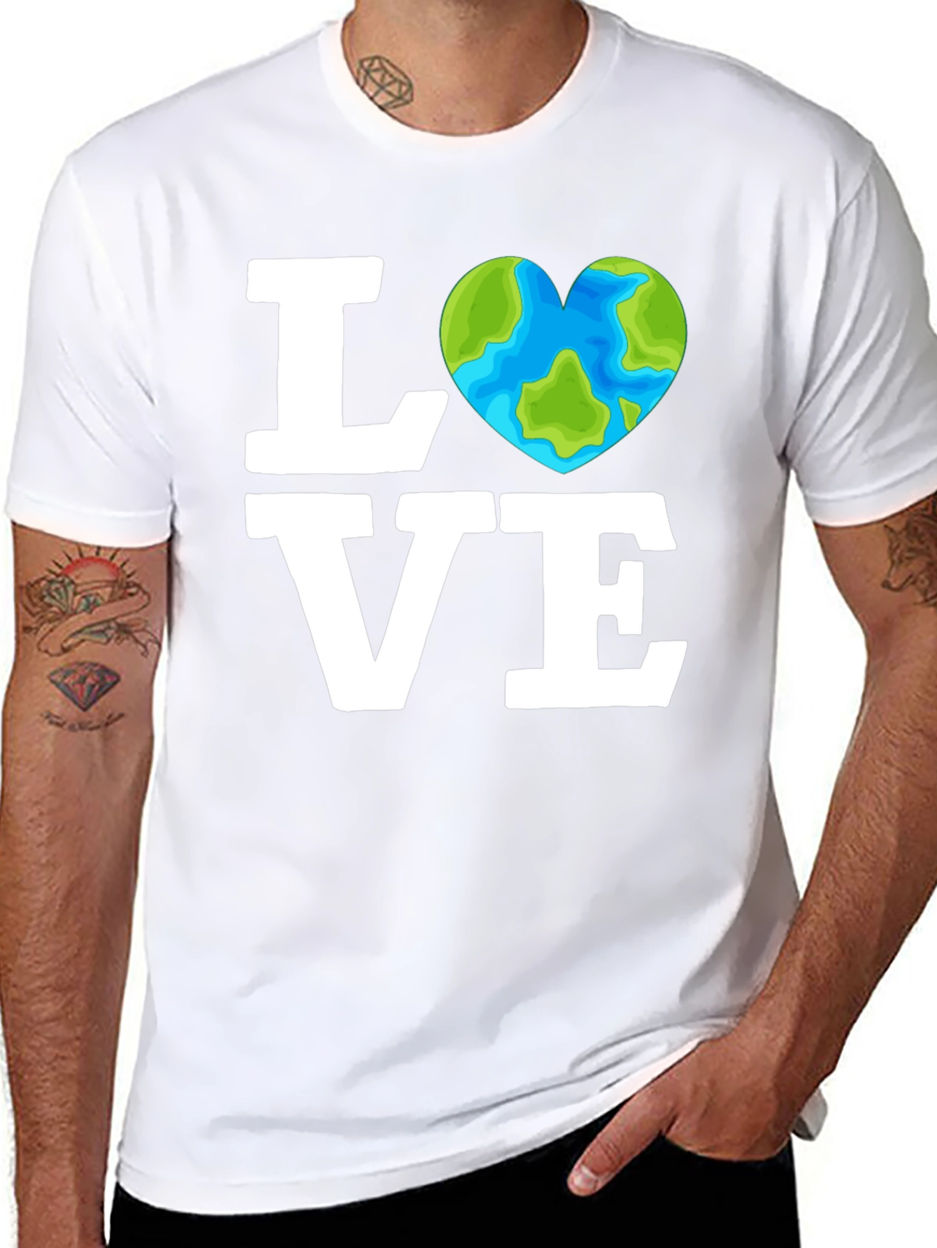 Love the Earth Tee - Heart Globe Graphic T-Shirt