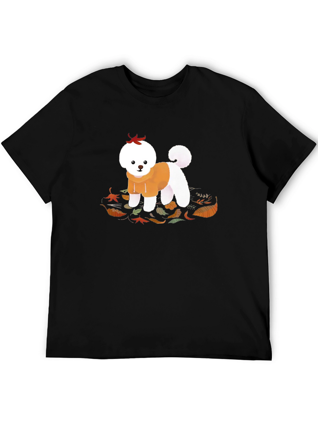 Cute Dog Autumn Leaves Graphic T-Shirt