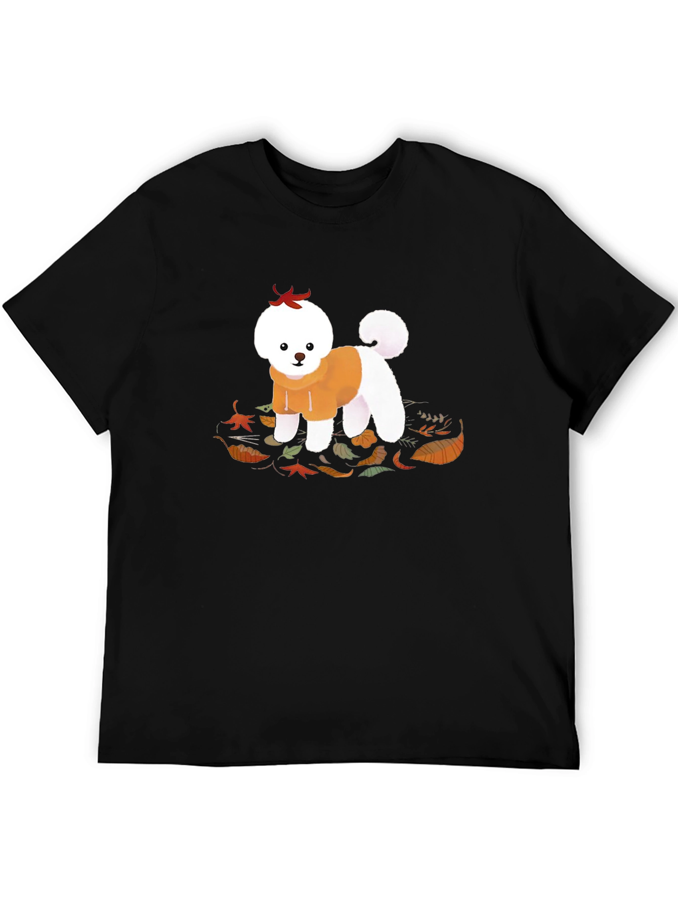 Cute Dog Autumn Leaves Graphic T-Shirt