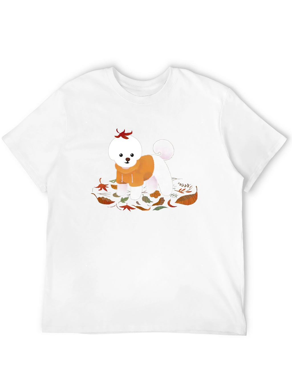 Cute Dog Autumn Leaves Graphic T-Shirt