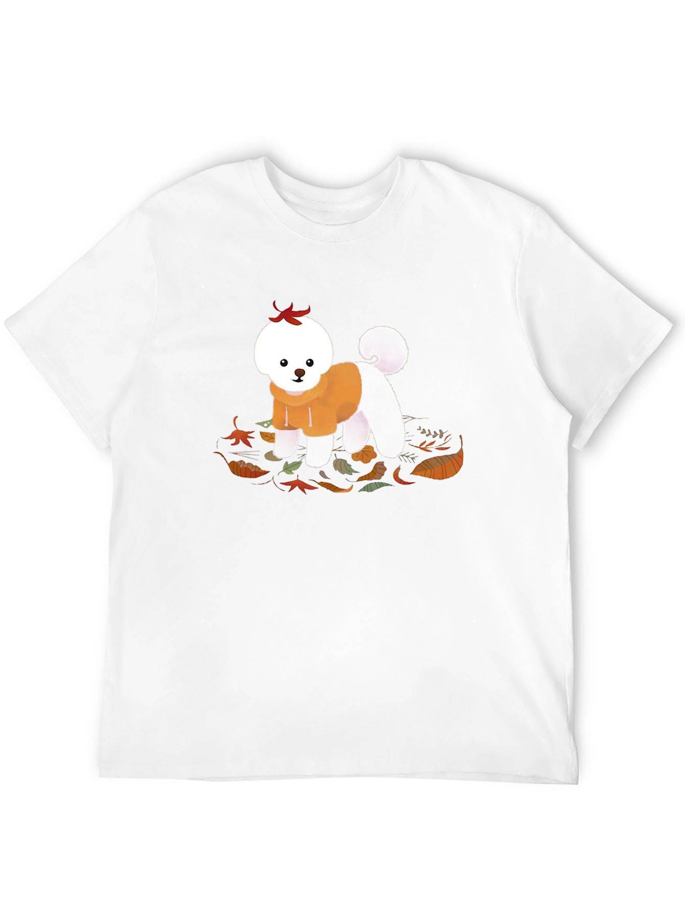 Cute Dog Autumn Leaves Graphic T-Shirt