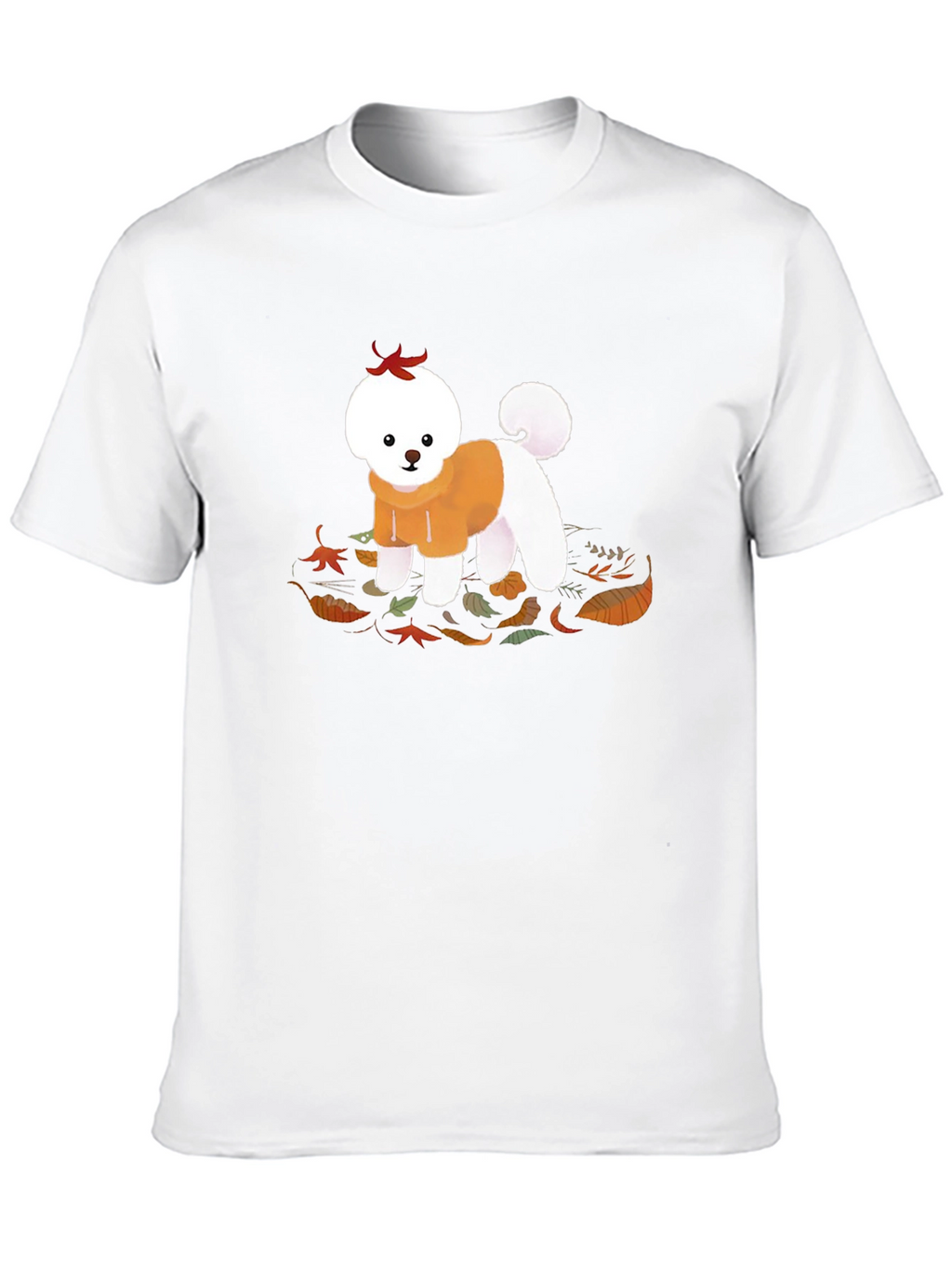Cute Dog Autumn Leaves Graphic T-Shirt