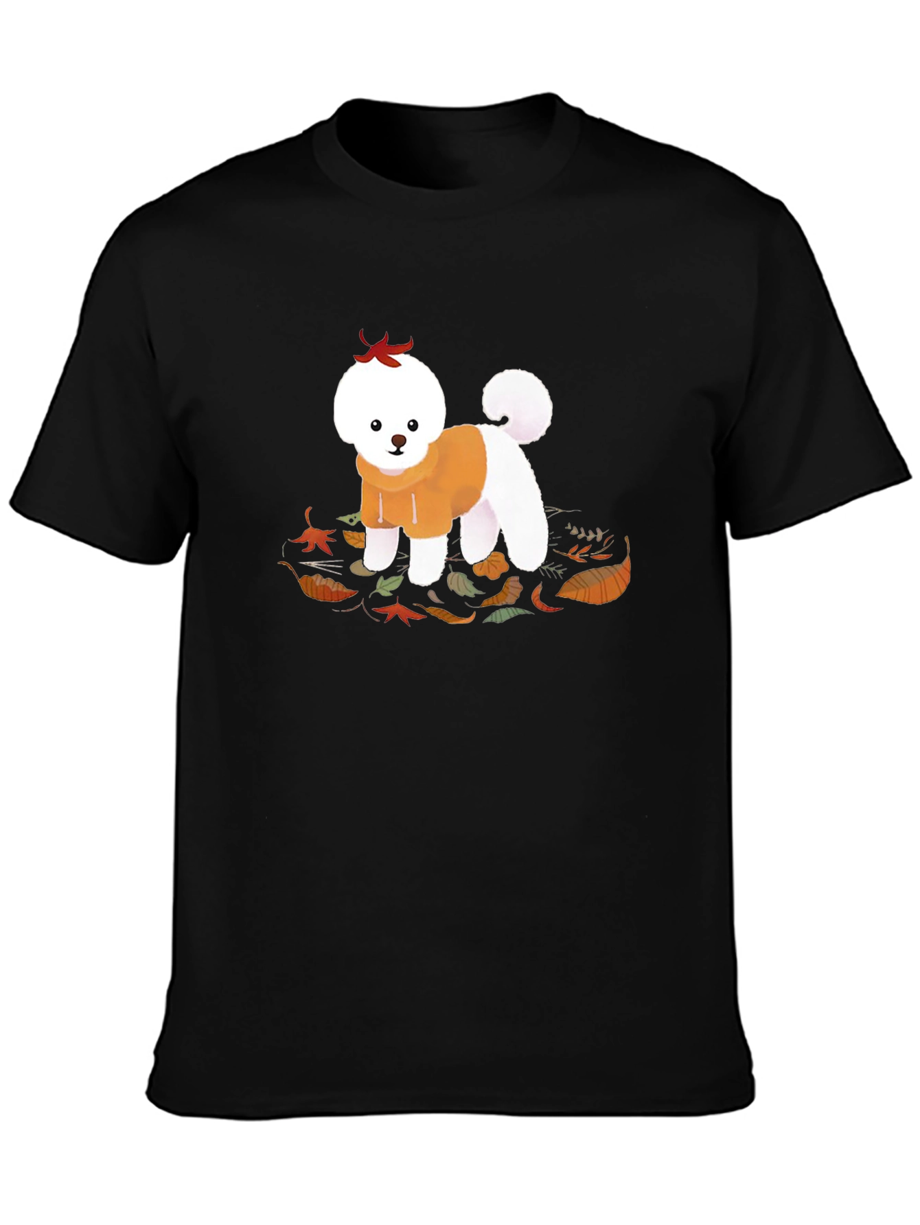 Cute Dog Autumn Leaves Graphic T-Shirt