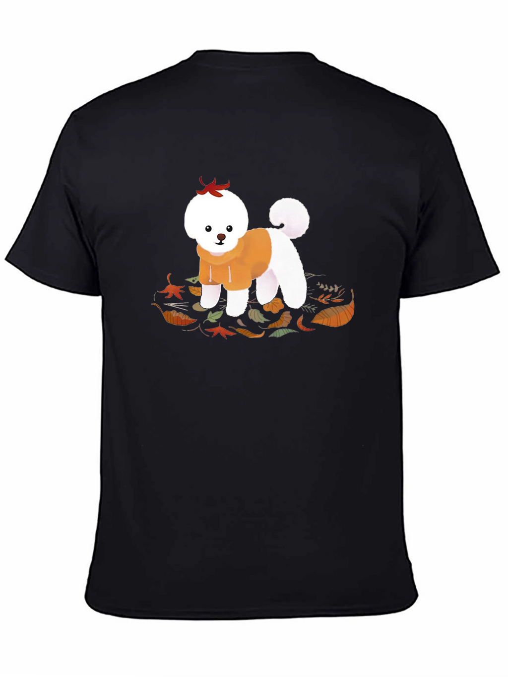 Cute Dog Autumn Leaves Graphic T-Shirt