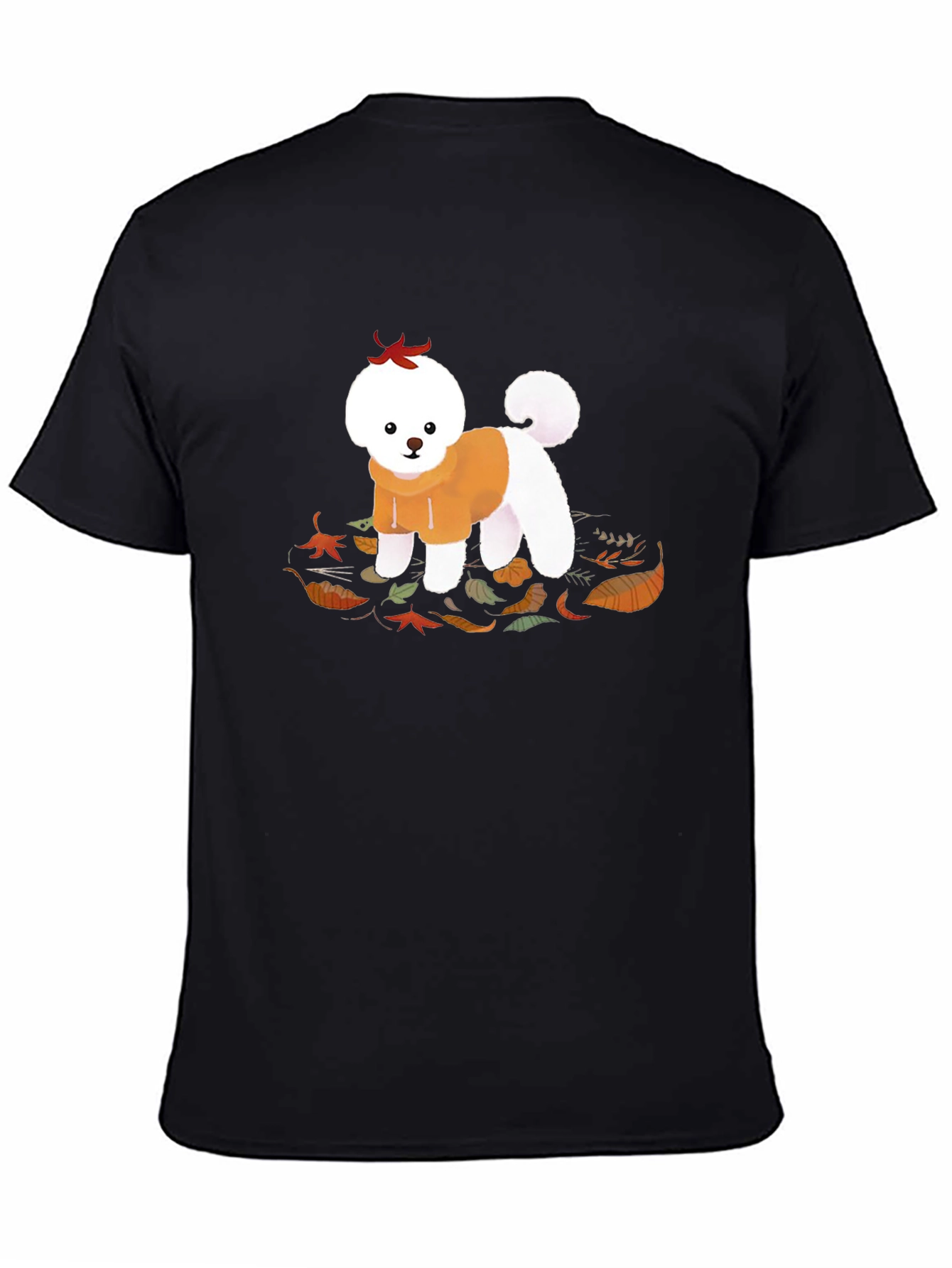 Cute Dog Autumn Leaves Graphic T-Shirt