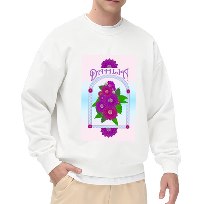 DAHIA Dahlia Flower Typography Crewneck Sweatshirt, Retro Botanical Illustration Pullover, Vintage Floral Art Gift for Women