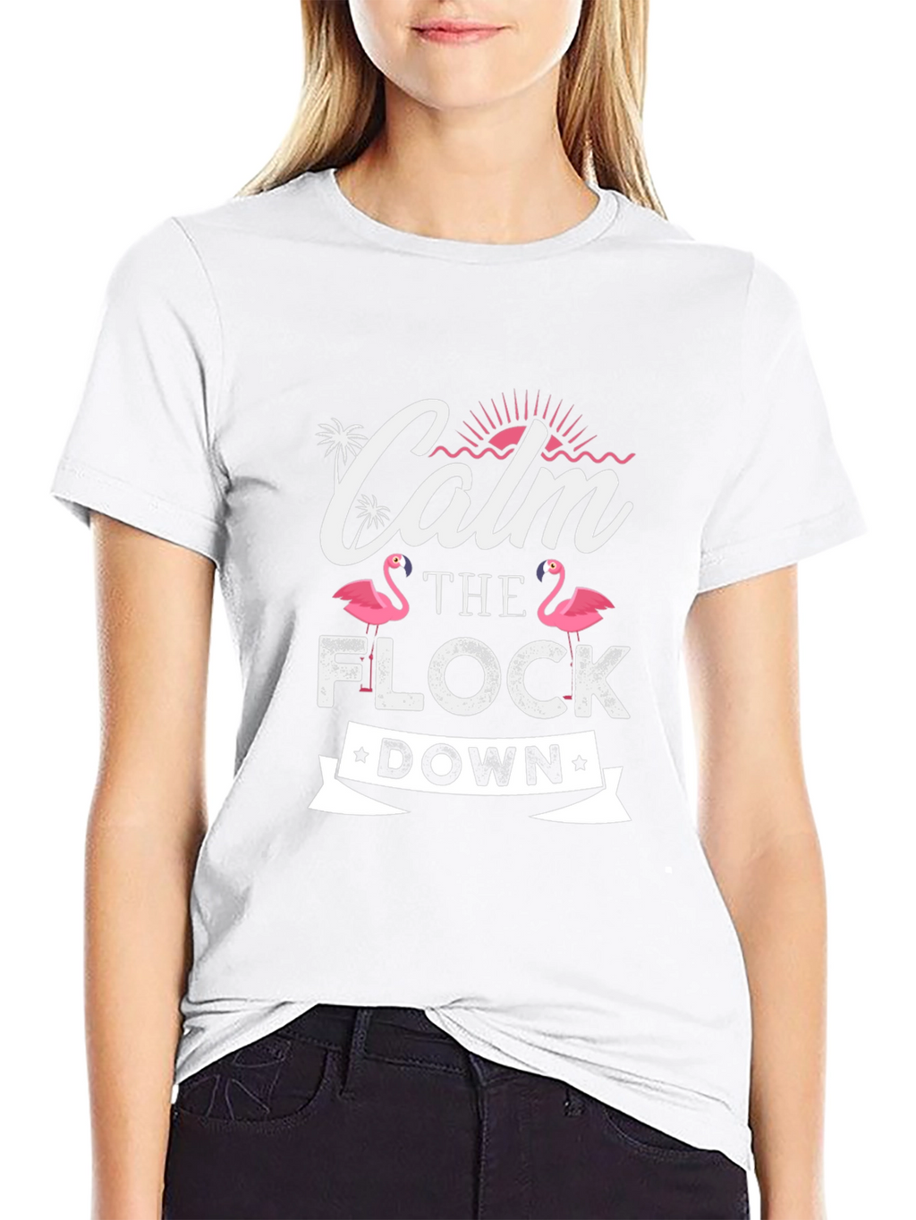 Calm the Flock Down Flamingo T-Shirt