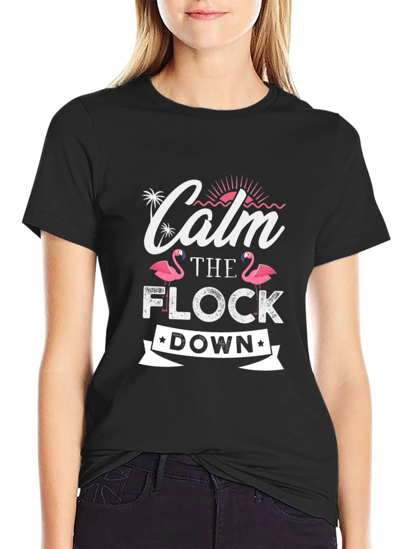 Calm the Flock Down Flamingo T-Shirt
