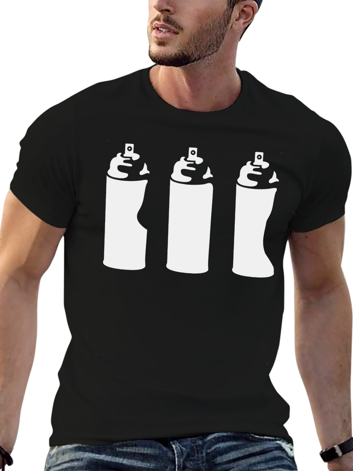 Spray Paint Graphic Tee - Black Cotton T-Shirt