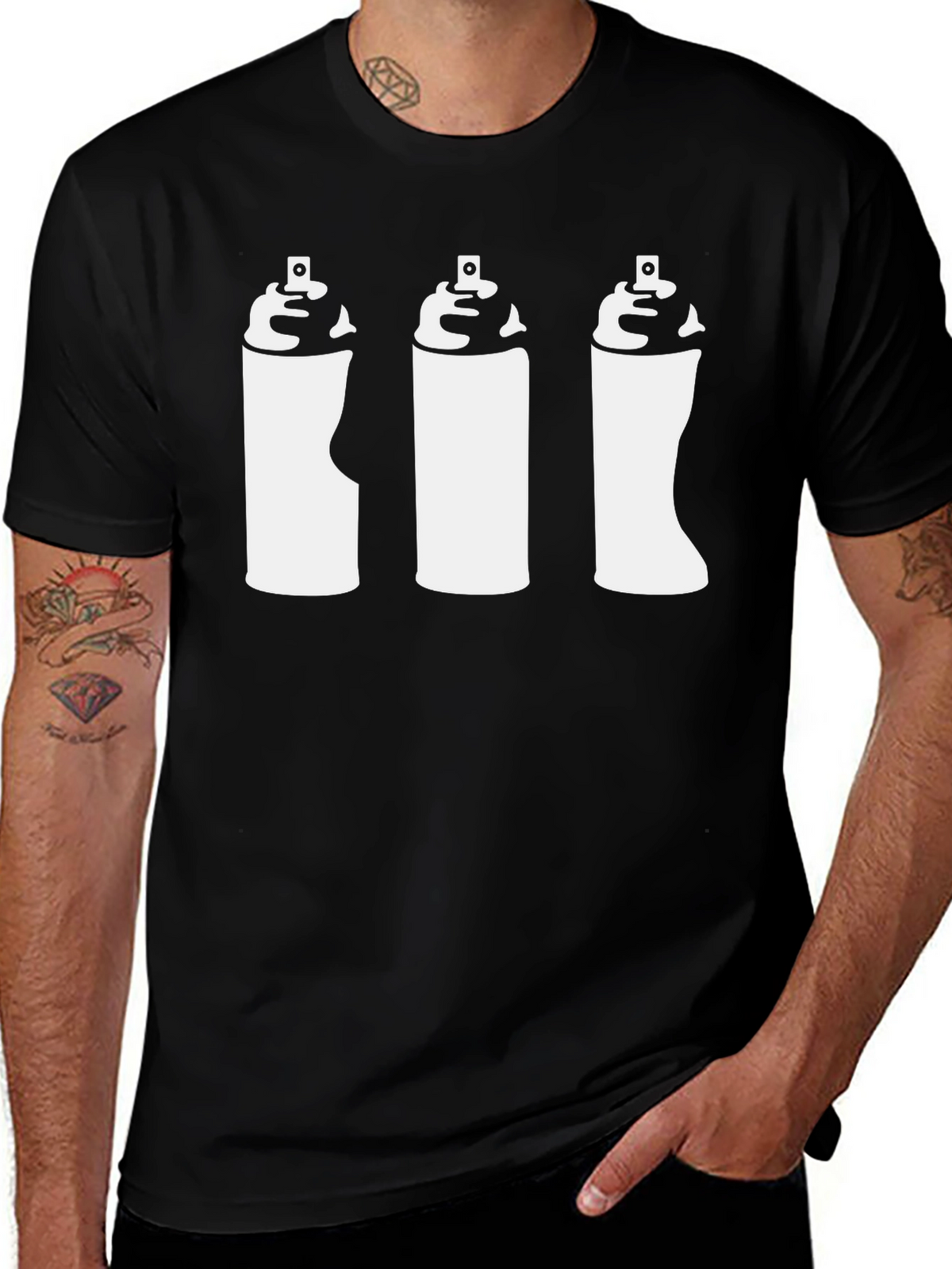 Spray Paint Graphic Tee - Black Cotton T-Shirt