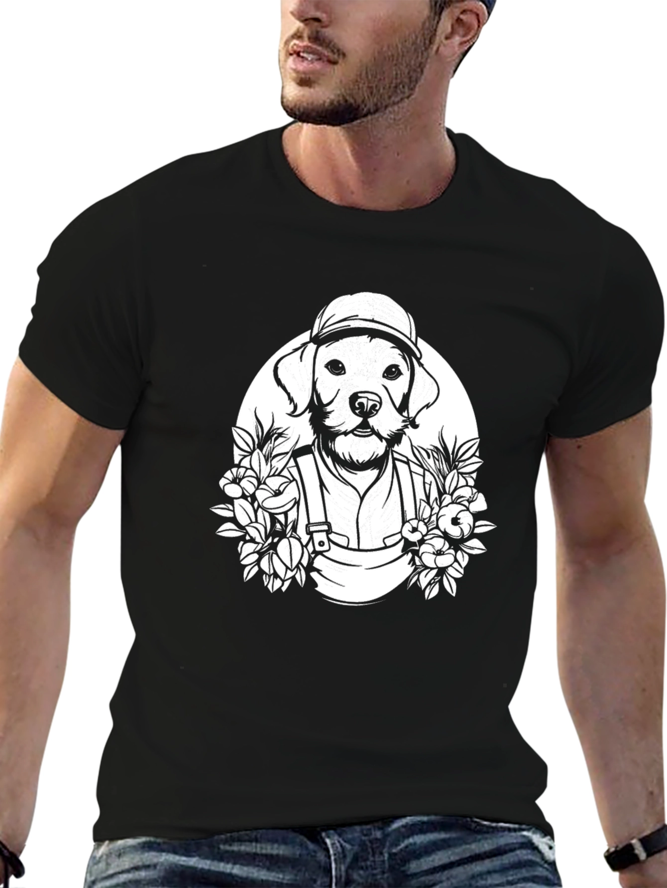 Dog Gardener Graphic T-Shirt - Black Cotton Tee