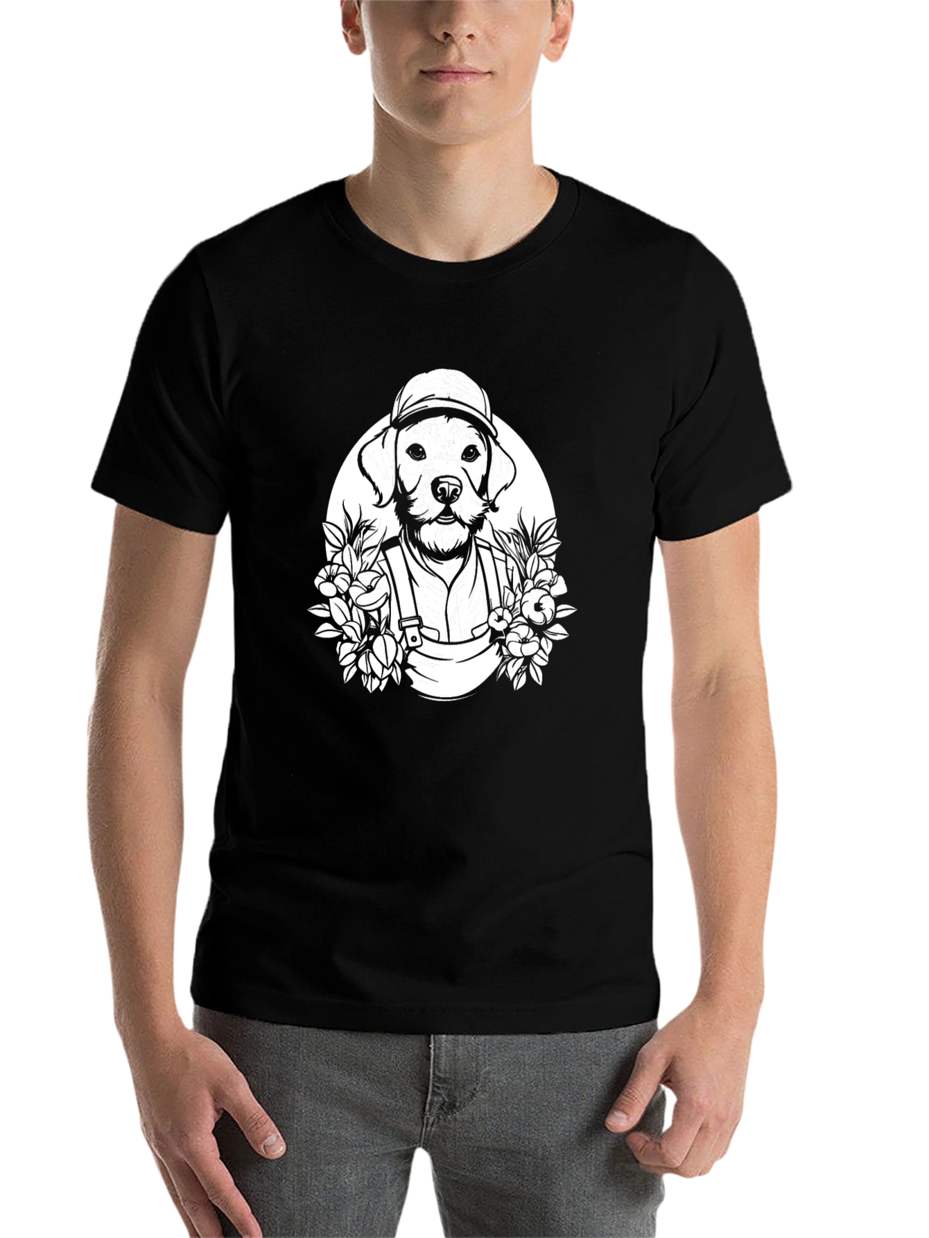 Dog Gardener Graphic T-Shirt - Black Cotton Tee