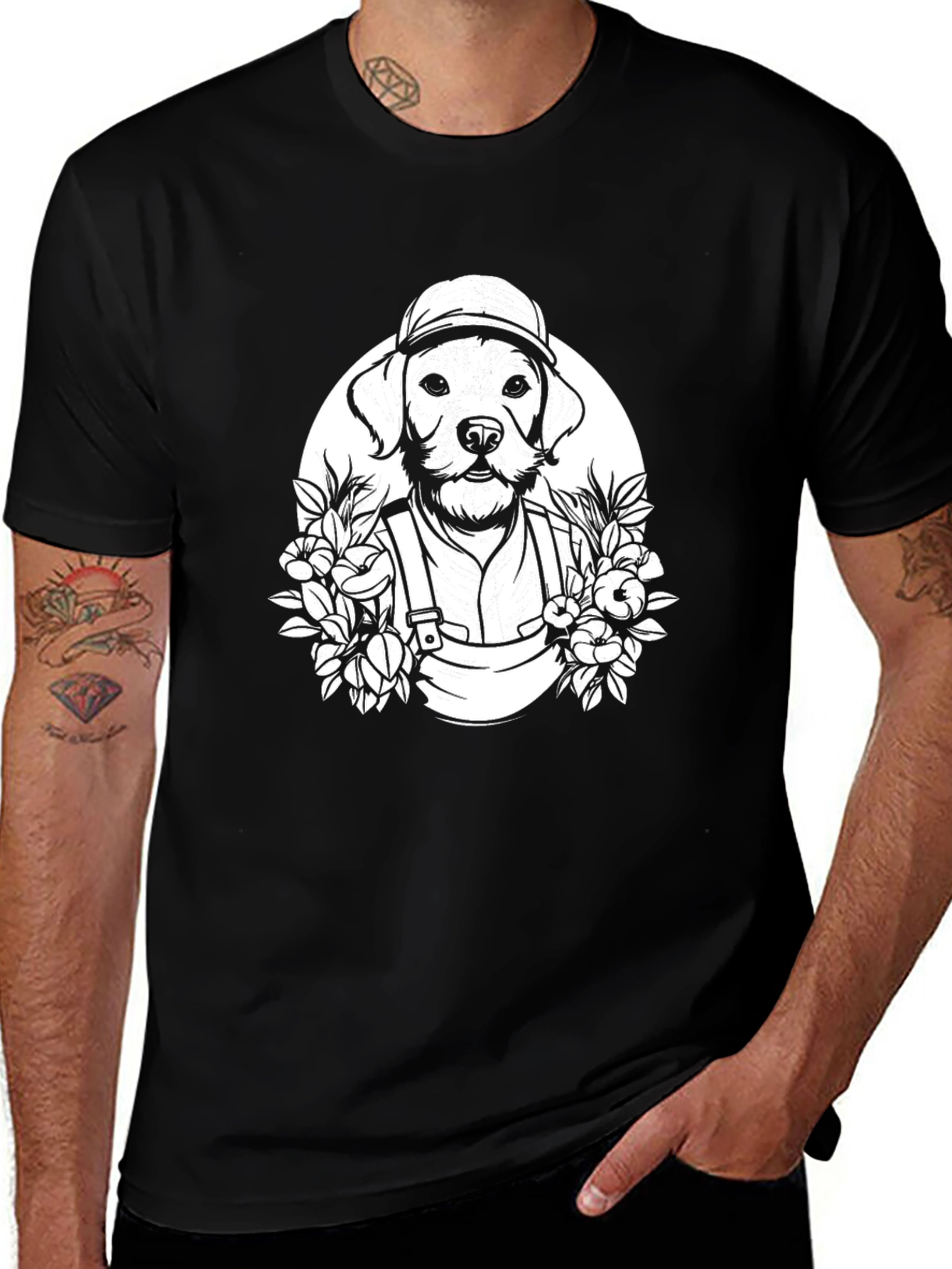 Dog Gardener Graphic T-Shirt - Black Cotton Tee