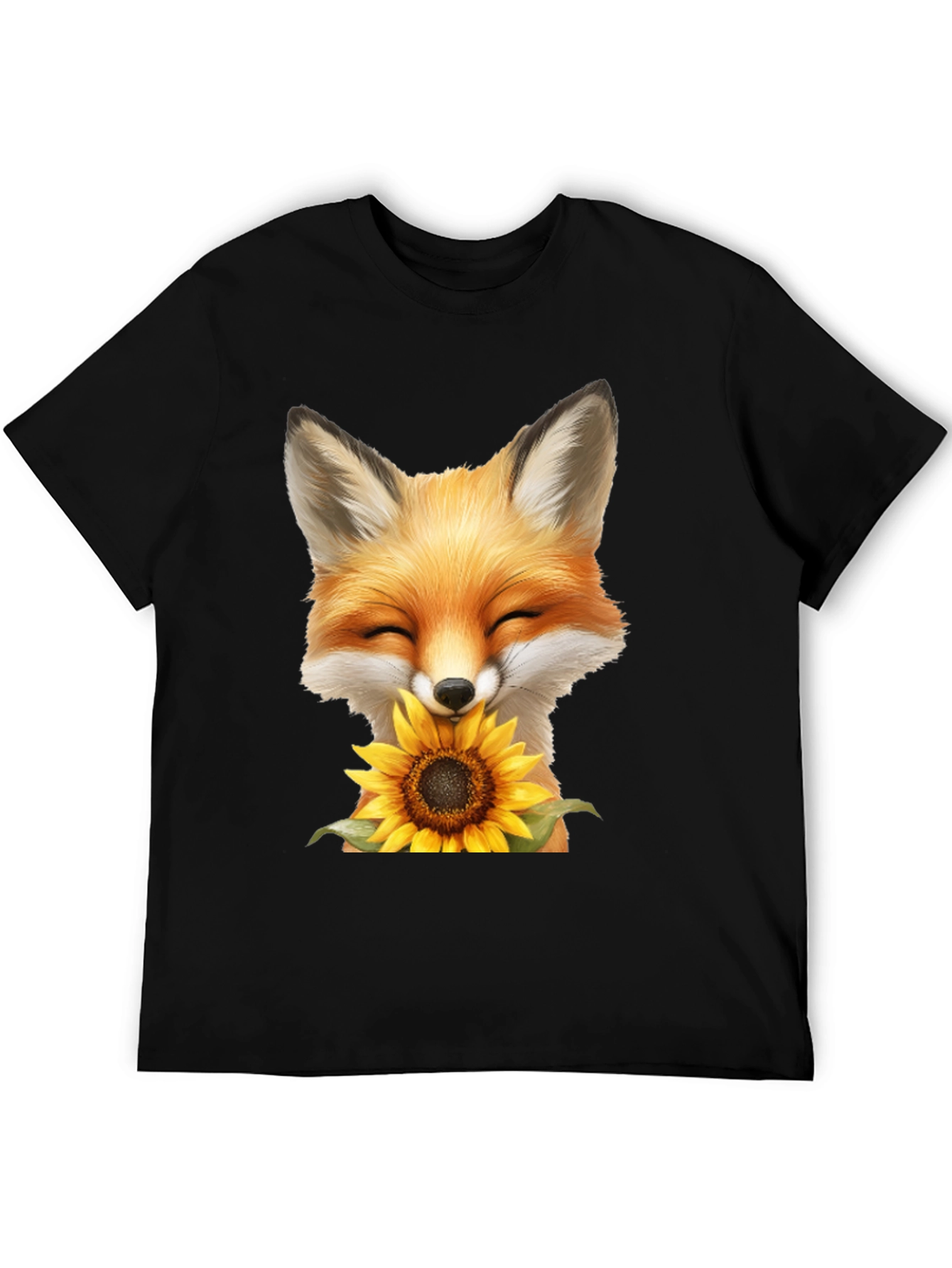 Fox and Sunflower Graphic T-Shirt