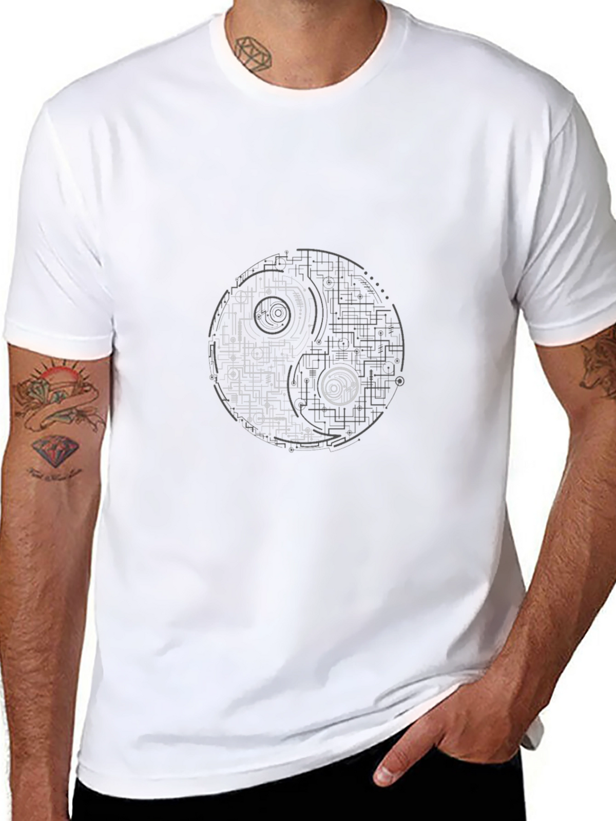 Tech Yin Yang Graphic T-Shirt