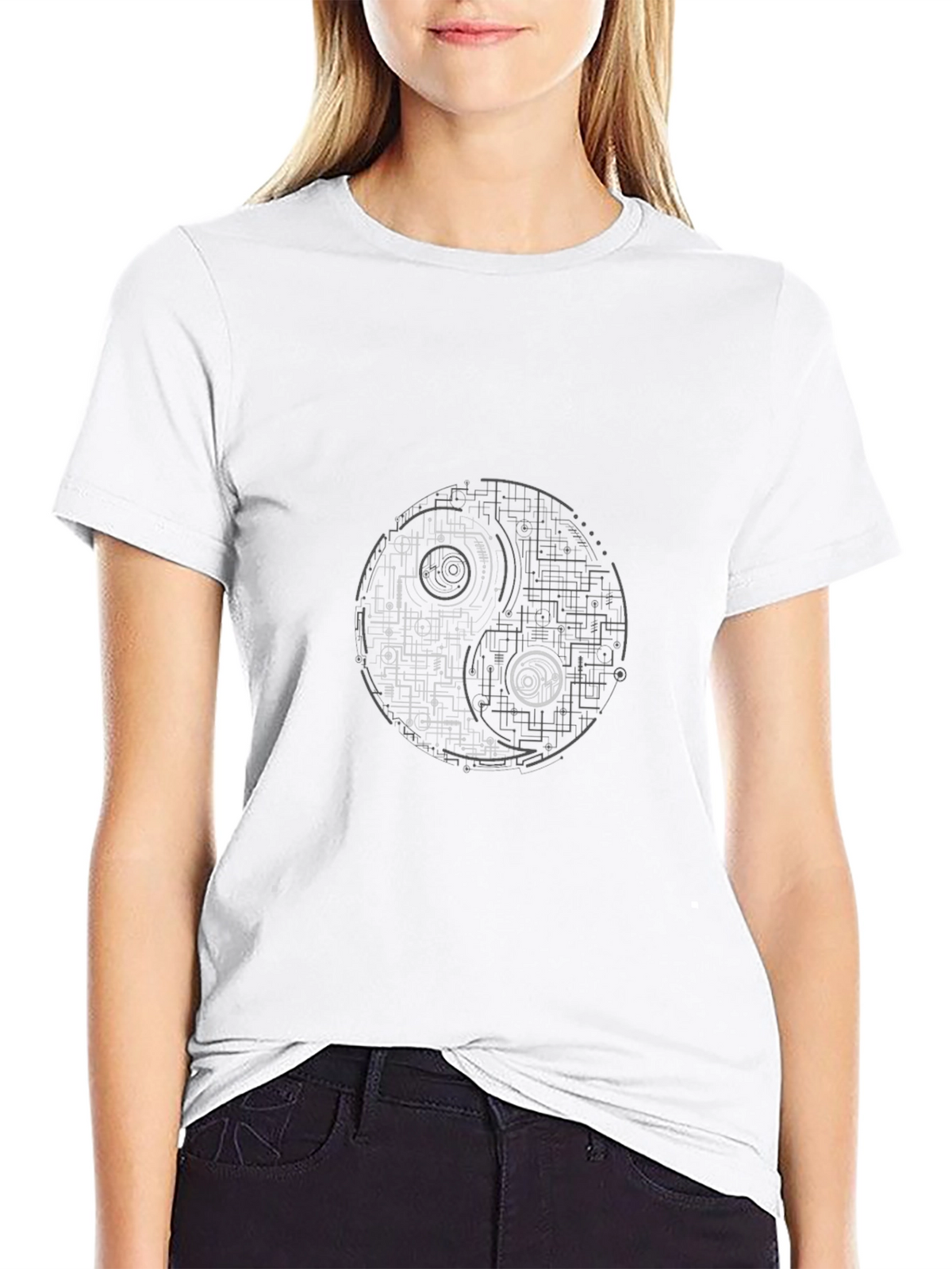 Tech Yin Yang Graphic T-Shirt