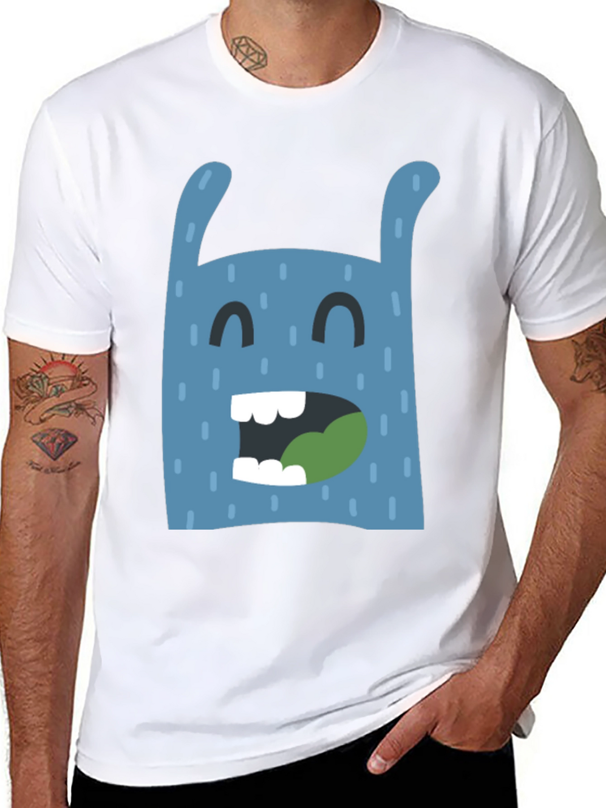 Funny Monster Graphic Black T-Shirt