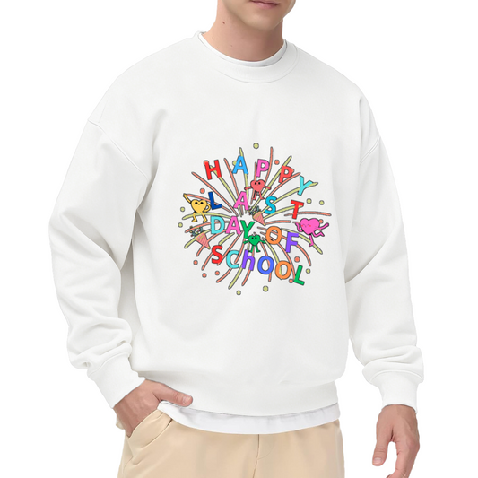 Happy Last Day Of School Crewneck Sweatshirt, Confetti Celebration Pullover, School's Out Gift