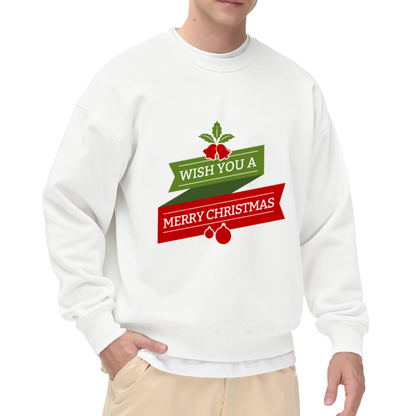 Merry Christmas Crewneck Sweatshirt, Wish You A Merry Xmas Holiday Gift Top
