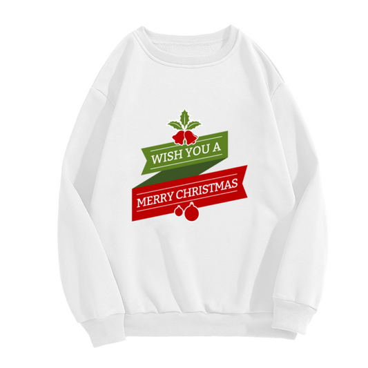 Merry Christmas Crewneck Sweatshirt, Wish You A Merry Xmas Holiday Gift Top