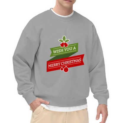 Merry Christmas Crewneck Sweatshirt, Wish You A Merry Xmas Holiday Gift Top