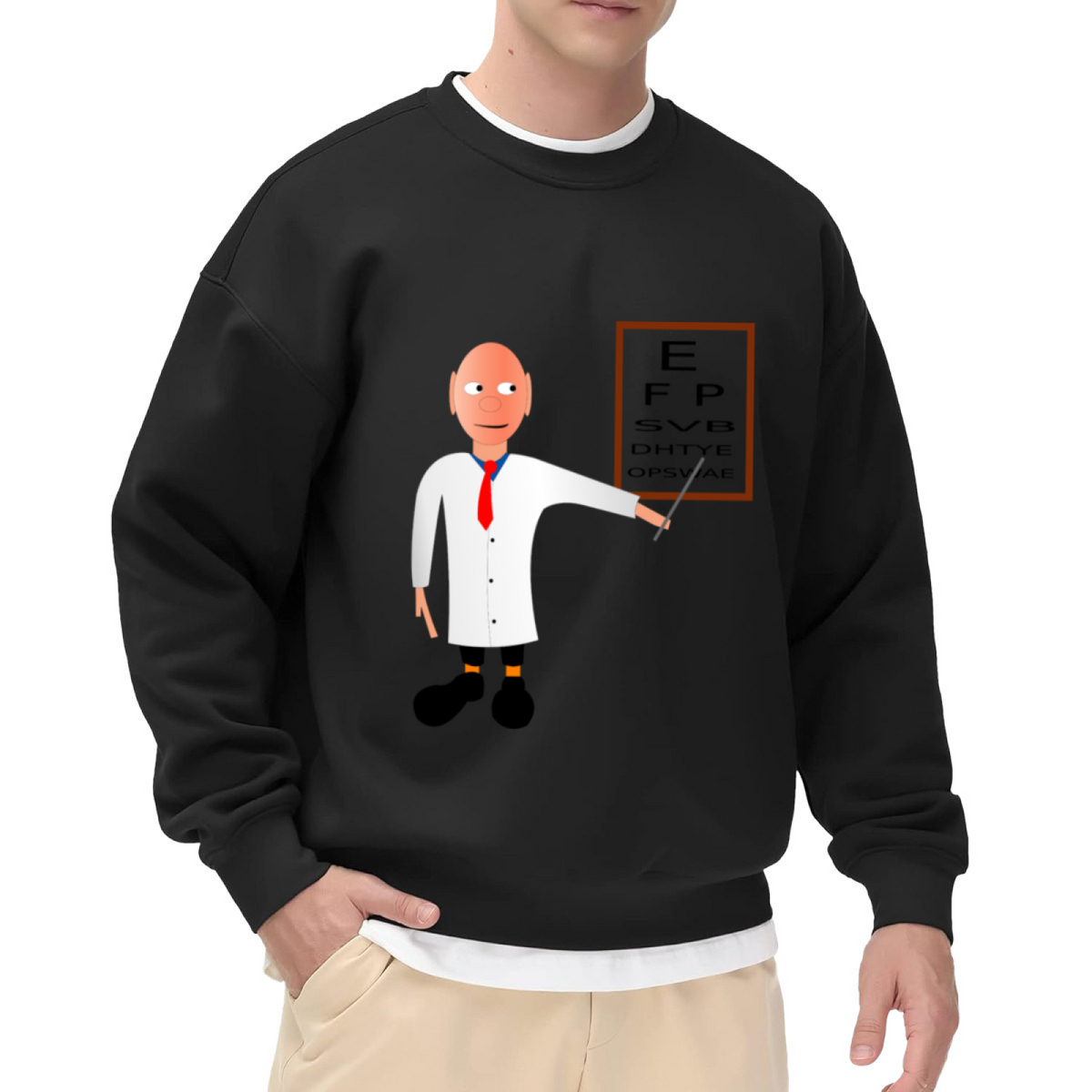 Eye Doctor Optometrist Crewneck Sweatshirt - Funny Eye Chart Graphic Pullover, Optometry Student Gift, Vision Care Top