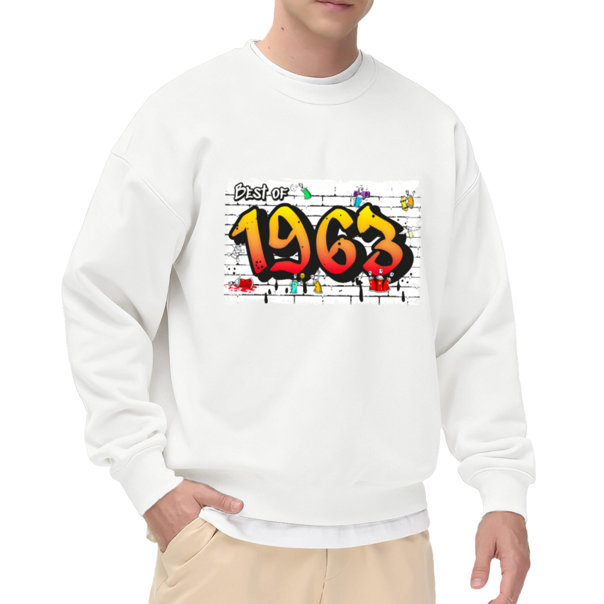 Best Of 1963 Graffiti Retro Crewneck Sweatshirt - Vintage 60s Nostalgia Birthday Gift Sweatshirt