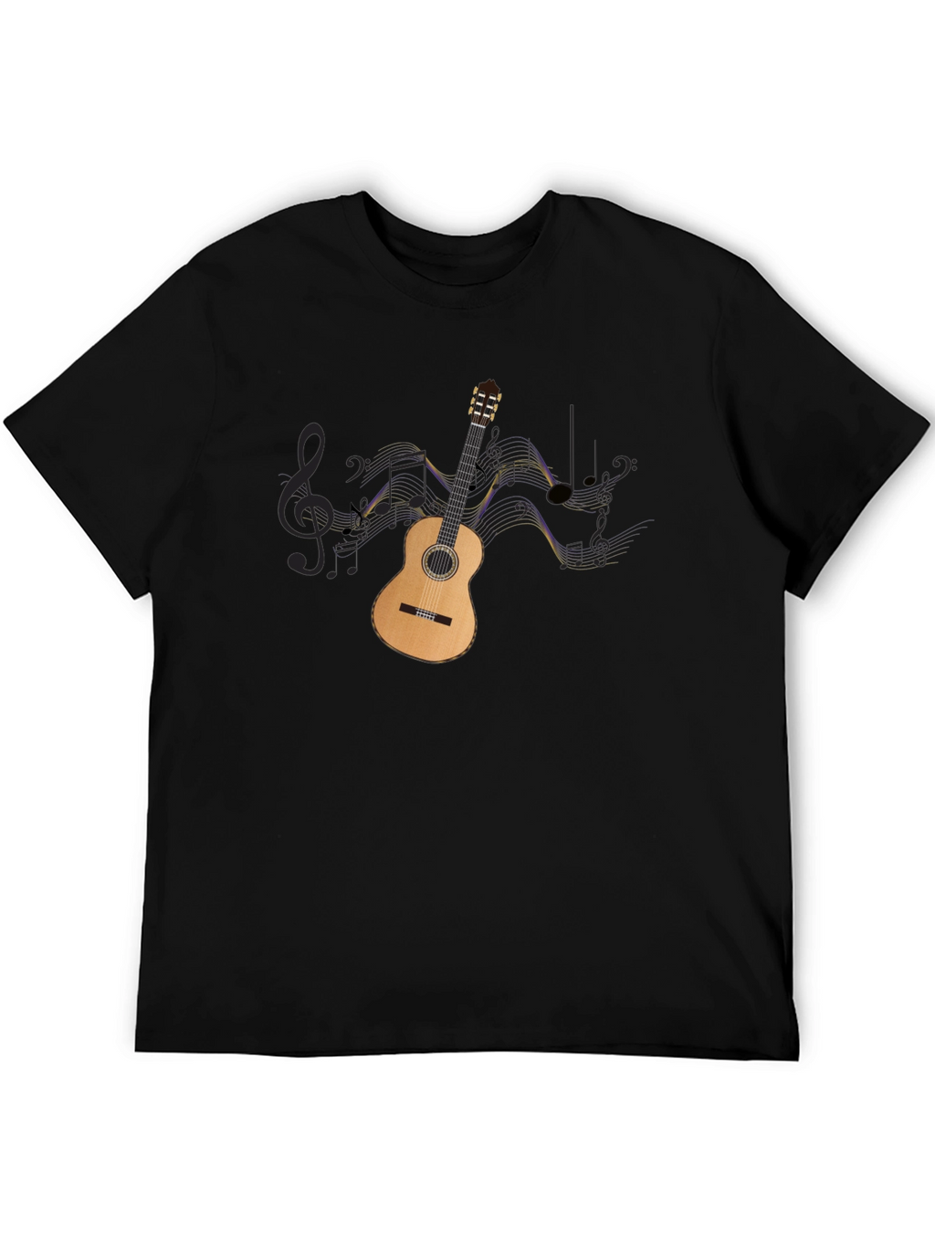 Guitar & Music Notes Graphic Black Tee