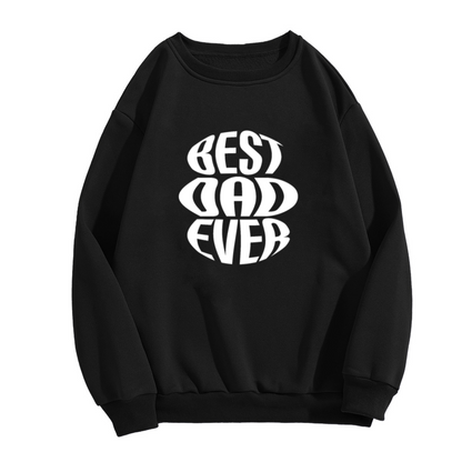 Stylish Crewneck Sweatshirt with Eye-Catching EST AD EVER Distorted Retro Text Print for Casual Outfits