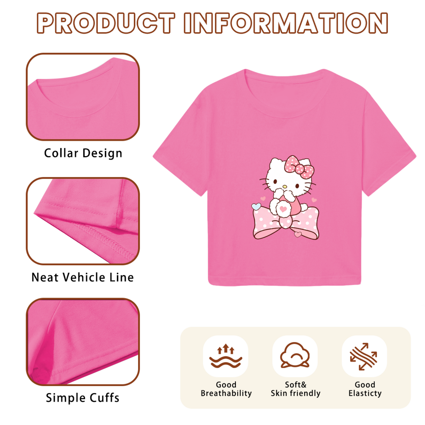 Dreamy Big Bow Hello Kitty Heart?Filled Pink Crop Tee