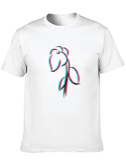Abstract Floral Line Art Graphic Black Tee