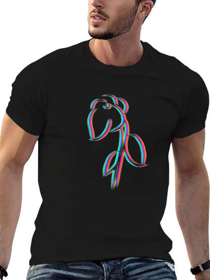 Abstract Floral Line Art Graphic Black Tee