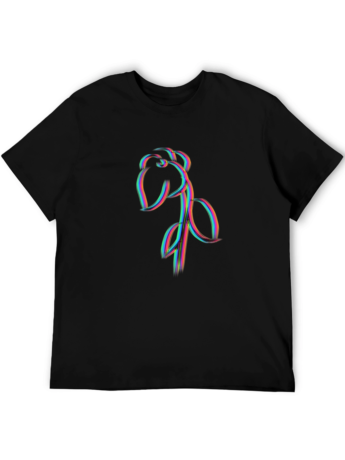 Abstract Floral Line Art Graphic Black Tee