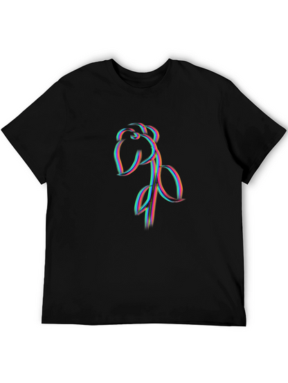 Abstract Floral Line Art Graphic Black Tee
