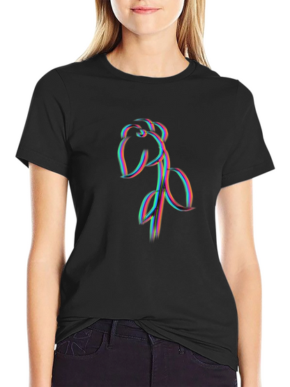 Abstract Floral Line Art Graphic Black Tee