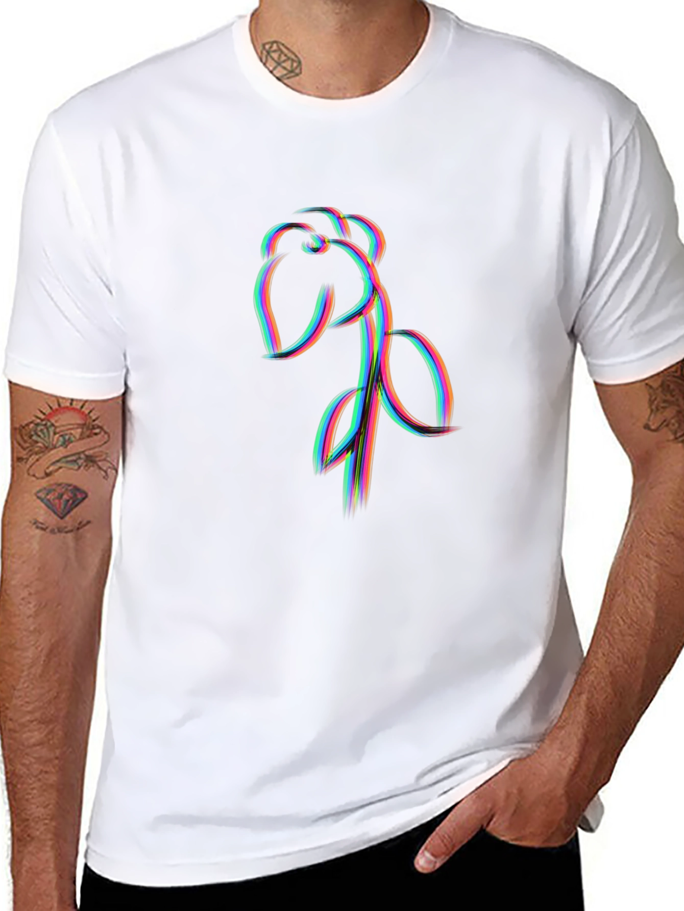 Abstract Floral Line Art Graphic Black Tee
