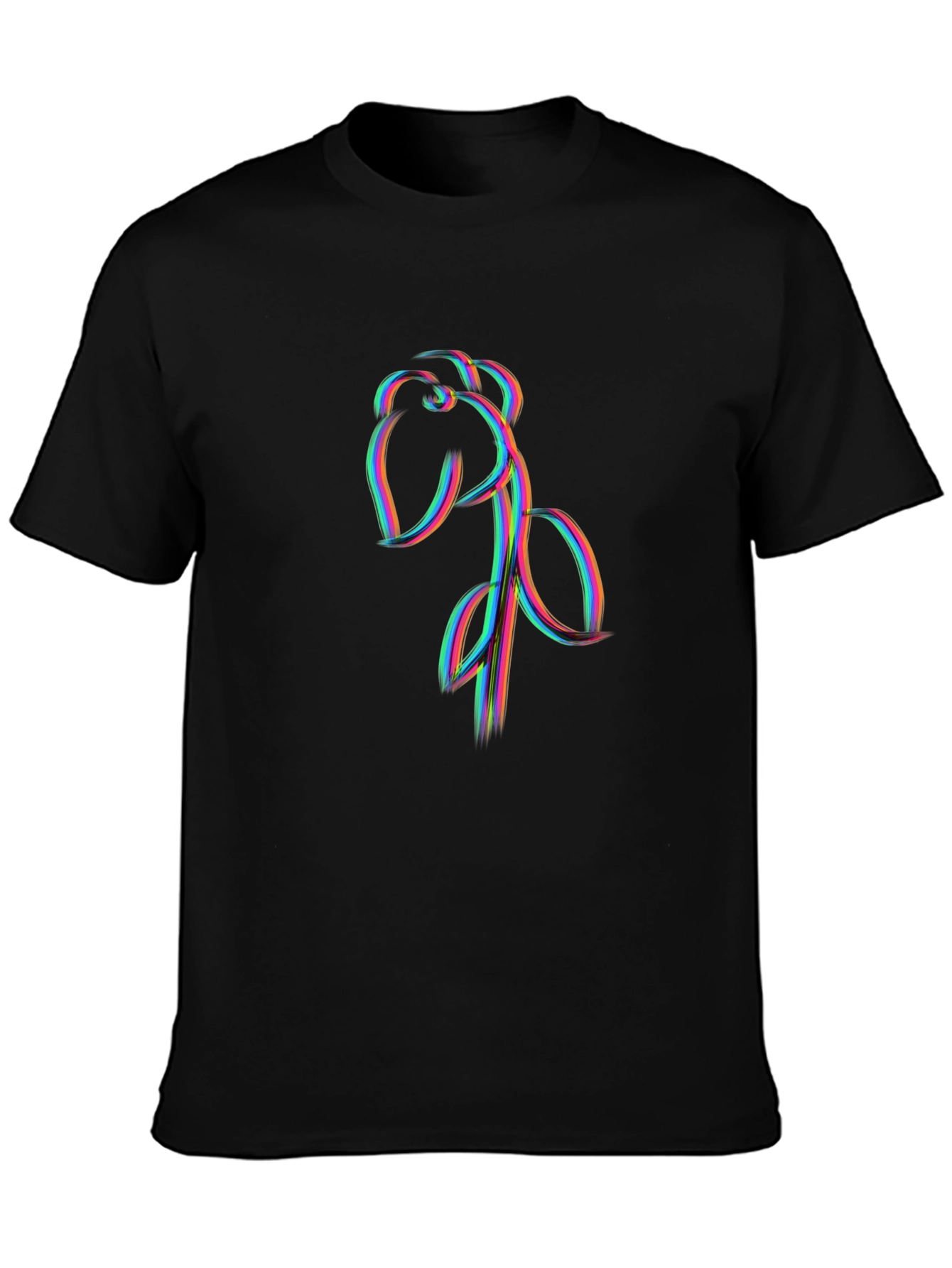 Abstract Floral Line Art Graphic Black Tee