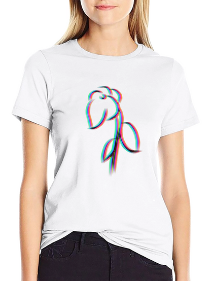 Abstract Floral Line Art Graphic Black Tee