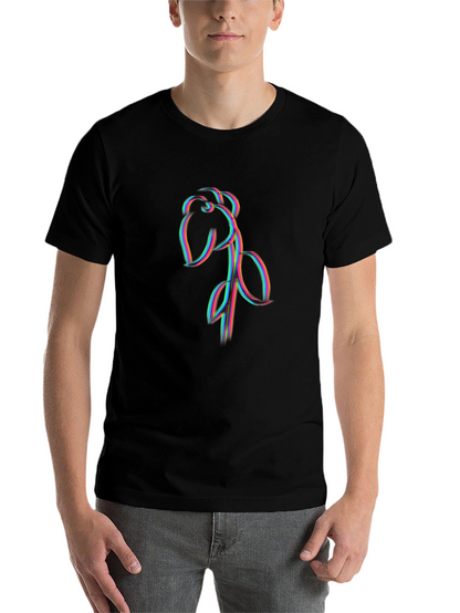 Abstract Floral Line Art Graphic Black Tee