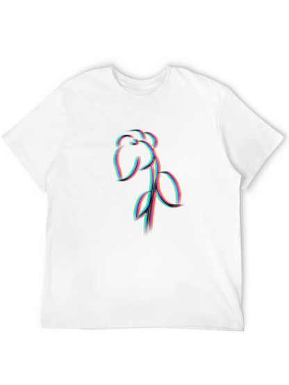 Abstract Floral Line Art Graphic Black Tee