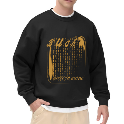 Bush Sixteen Stone Binary Crewneck Sweatshirt | Retro 90s Band Pullover, Vintage Distressed Tech Frame Graphic Top, Rock Music Gift