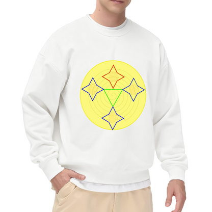 Geometric Diamond Circle Crewneck Sweatshirt | Minimalist Abstract Art Pullover, Modern Shape Graphic Streetwear Top