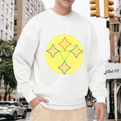 Geometric Diamond Circle Crewneck Sweatshirt | Minimalist Abstract Art Pullover, Modern Shape Graphic Streetwear Top