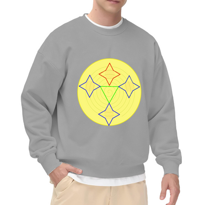 Geometric Diamond Circle Crewneck Sweatshirt | Minimalist Abstract Art Pullover, Modern Shape Graphic Streetwear Top