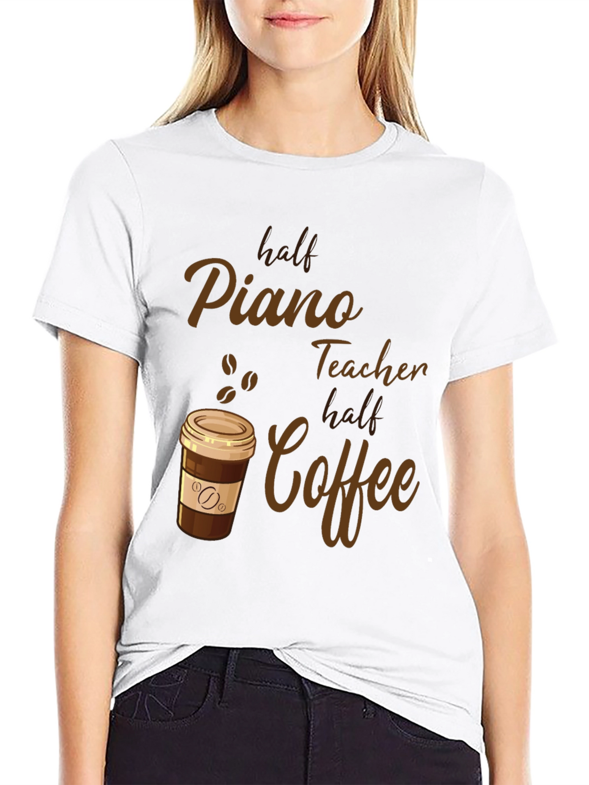Half Piano Teacher Half Coffee Graphic Tee
