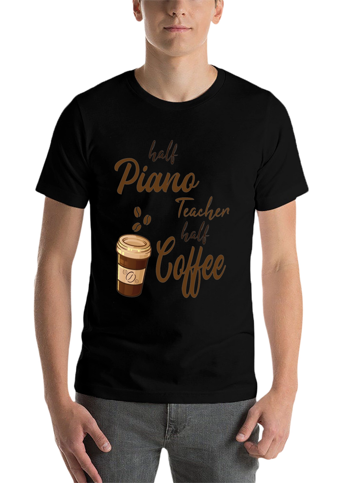 Half Piano Teacher Half Coffee Graphic Tee