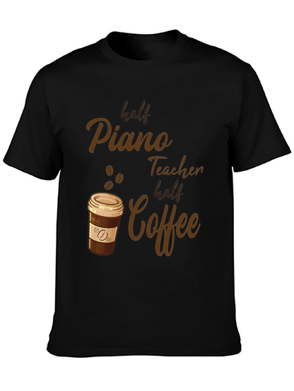 Half Piano Teacher Half Coffee Graphic Tee