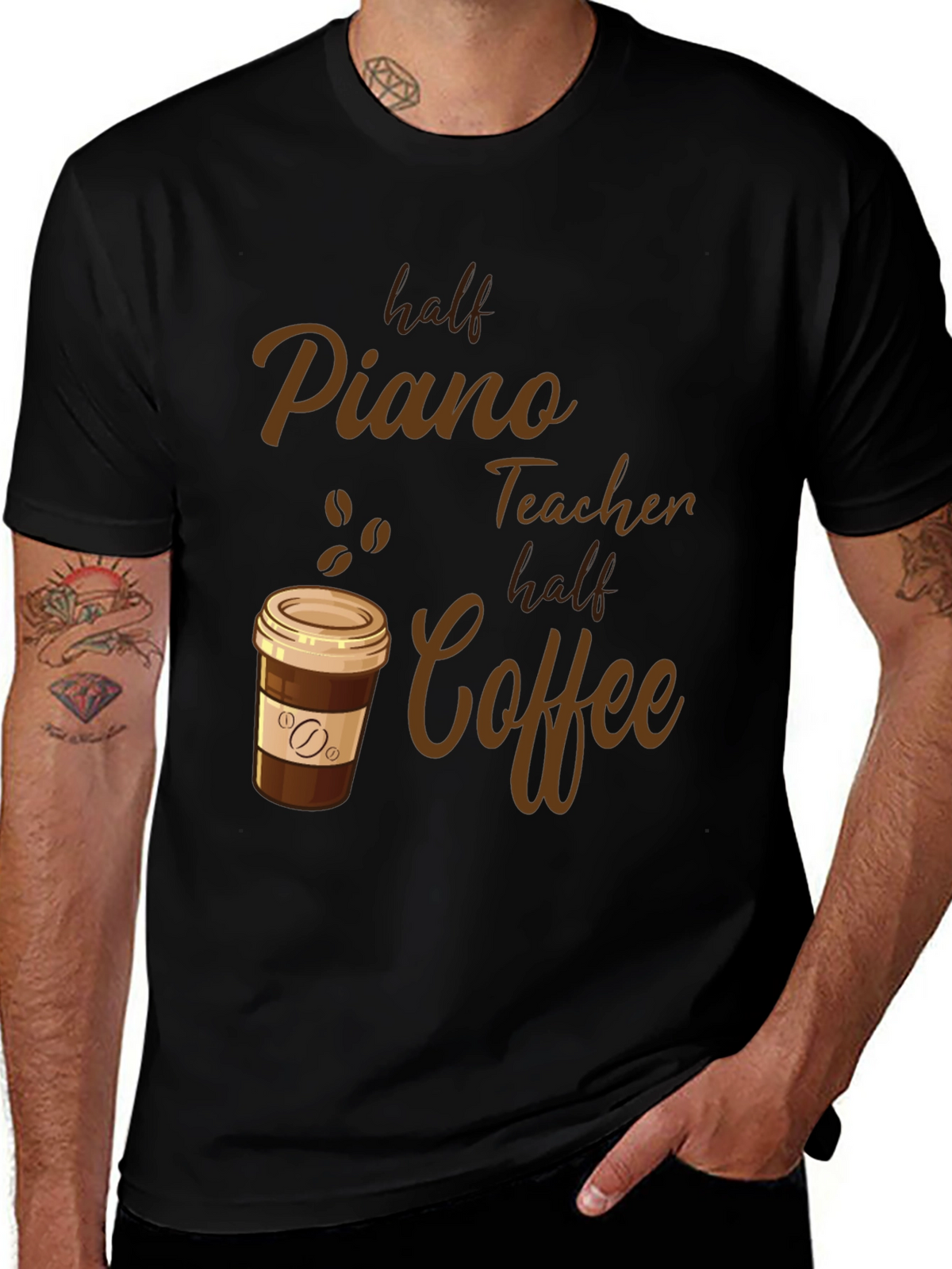Half Piano Teacher Half Coffee Graphic Tee