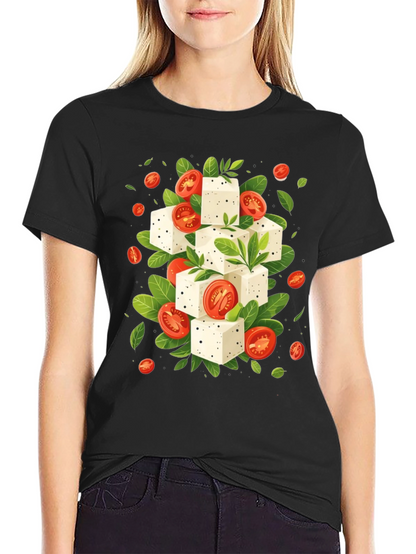 Feta & Tomato T-Shirt - Black Cotton Tee