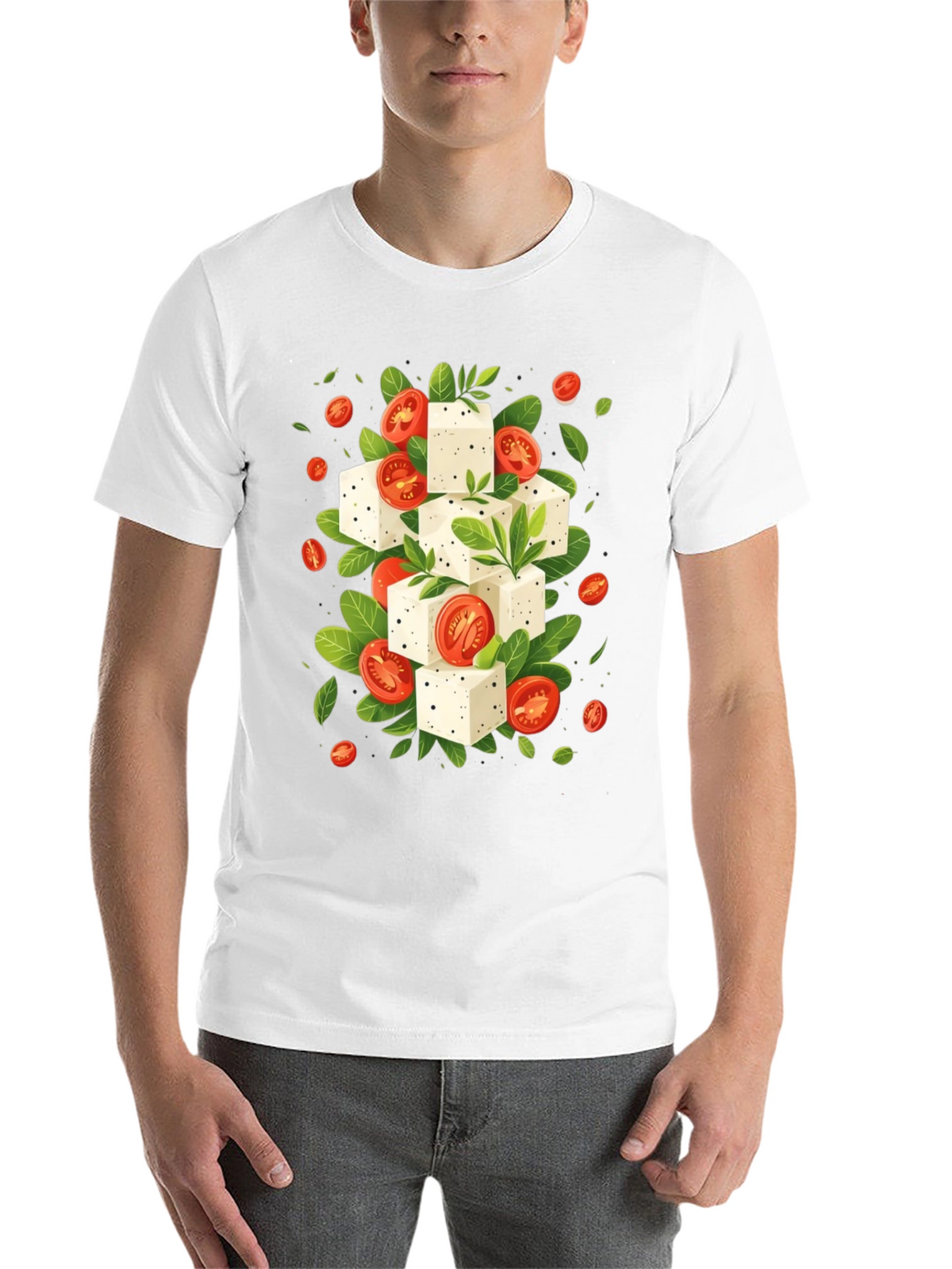 Feta & Tomato T-Shirt - Black Cotton Tee